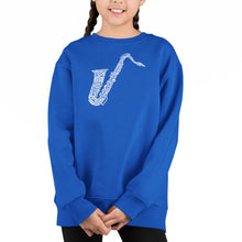 Load image into Gallery viewer, Sax - Girl&#39;s Word Art Crewneck Sweatshirt