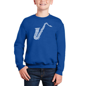 Sax - Boy's Word Art Crewneck Sweatshirt