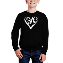Load image into Gallery viewer, Script Love Heart - Boy&#39;s Word Art Crewneck Sweatshirt