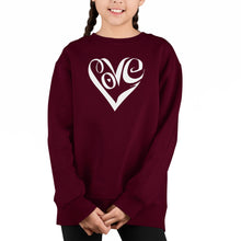 Load image into Gallery viewer, Script Love Heart - Girl&#39;s Word Art Crewneck Sweatshirt