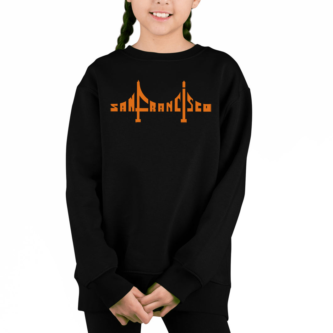 San Francisco Bridge - Girl's Word Art Crewneck Sweatshirt