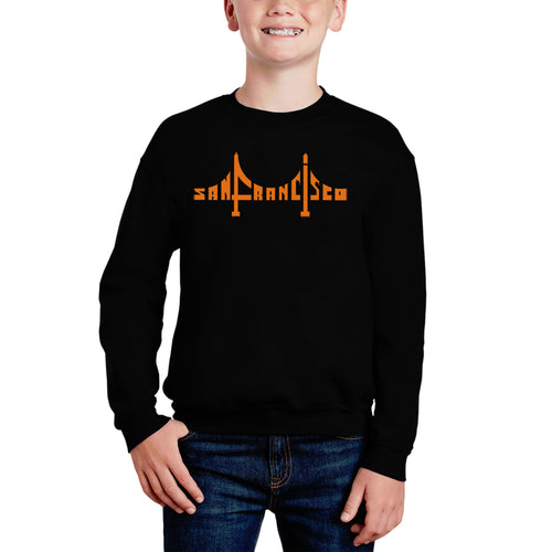 San Francisco Bridge - Boy's Word Art Crewneck Sweatshirt