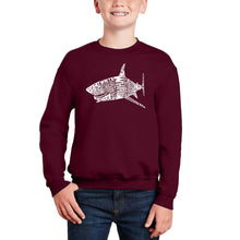 Load image into Gallery viewer, Species Of Shark - Boy&#39;s Word Art Crewneck Sweatshirt