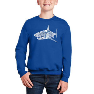 Species Of Shark - Boy's Word Art Crewneck Sweatshirt