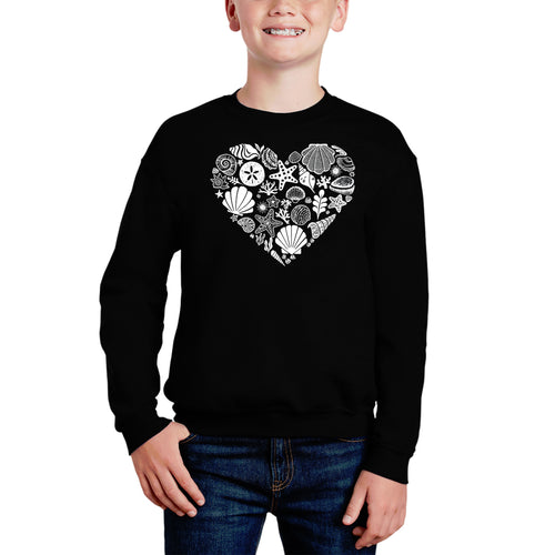 Sea Shells - Boy's Word Art Crewneck Sweatshirt