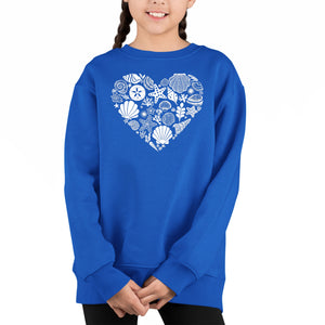 Sea Shells - Girl's Word Art Crewneck Sweatshirt