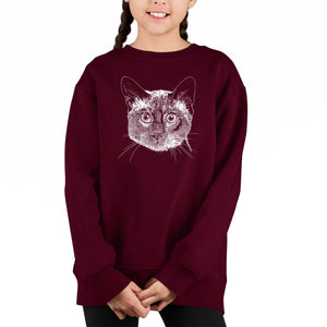 Siamese Cat - Girl's Word Art Crewneck Sweatshirt