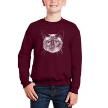 Load image into Gallery viewer, Siamese Cat - Boy&#39;s Word Art Crewneck Sweatshirt