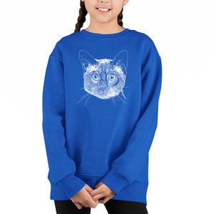 Siamese Cat - Girl's Word Art Crewneck Sweatshirt