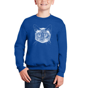 Siamese Cat - Boy's Word Art Crewneck Sweatshirt