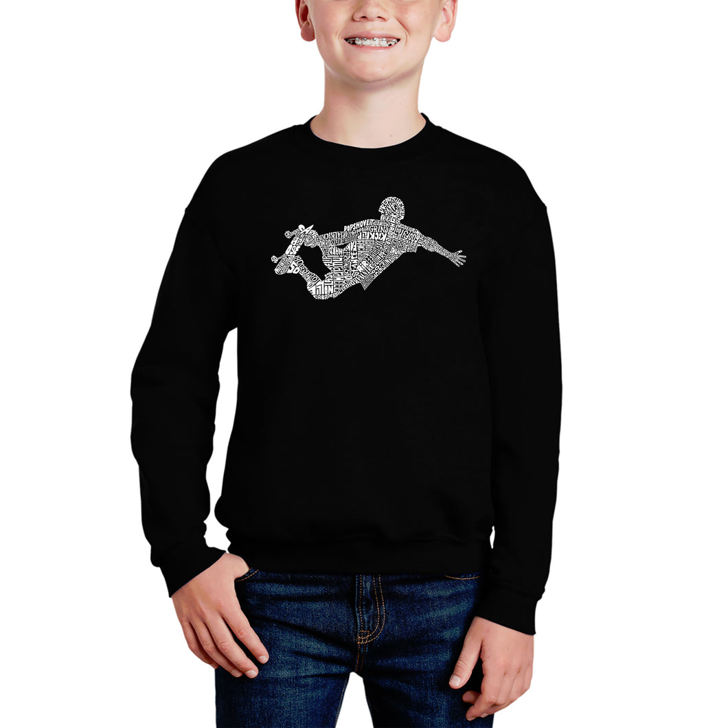 Popular Skating Moves & Tricks - Boy's Word Art Crewneck Sweatshirt