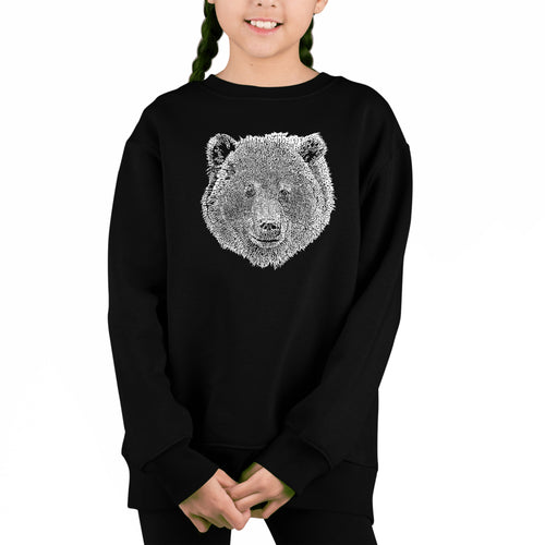 Bear Face - Girl's Word Art Crewneck Sweatshirt