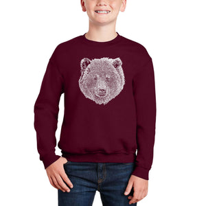 Bear Face - Boy's Word Art Crewneck Sweatshirt