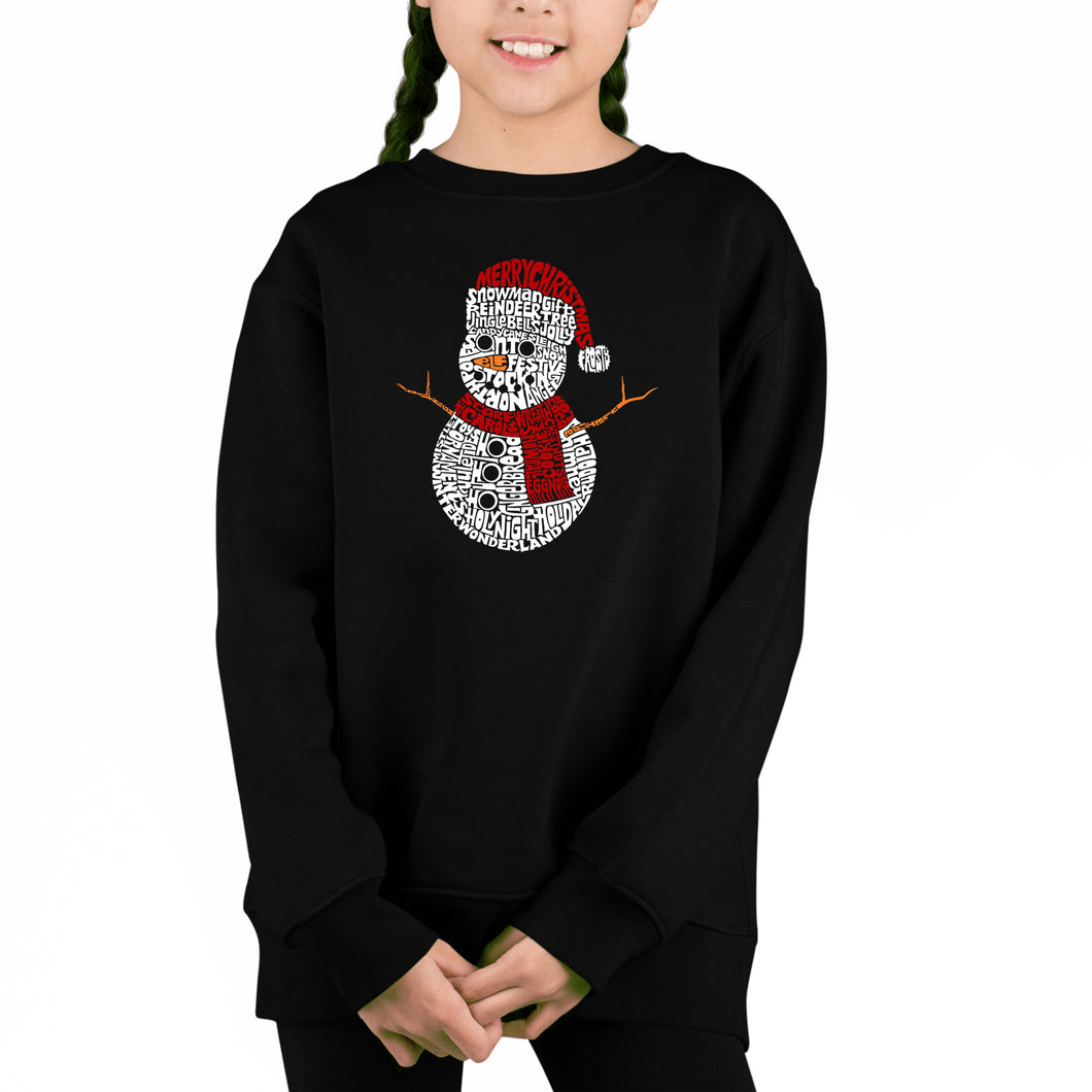 Christmas Snowman - Girl's Word Art Crewneck Sweatshirt