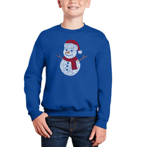 Christmas Snowman - Boy's Word Art Crewneck Sweatshirt