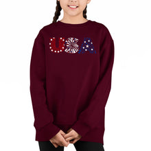Load image into Gallery viewer, USA Fireworks - Girl&#39;s Word Art Crewneck Sweatshirt