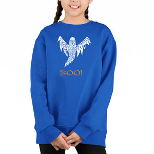 Halloween Ghost - Girl's Word Art Crewneck Sweatshirt