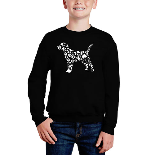 Dog Paw Prints - Boy's Word Art Crewneck Sweatshirt