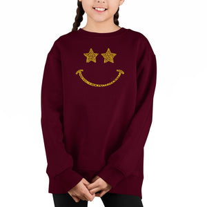 Rockstar Smiley - Girl's Word Art Crewneck Sweatshirt