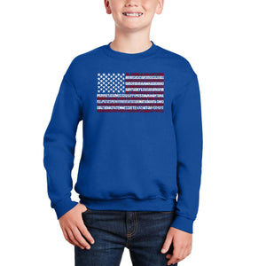 50 States Usa Flag - Boy's Word Art Crewneck Sweatshirt