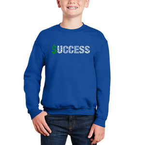 Success - Boy's Word Art Crewneck Sweatshirt