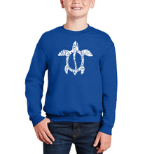 Load image into Gallery viewer, Honu Turtle - Hawaiian Islands - Boy&#39;s Word Art Crewneck Sweatshirt