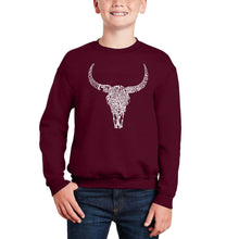 Load image into Gallery viewer, Texas Skull - Boy&#39;s Word Art Crewneck Sweatshirt