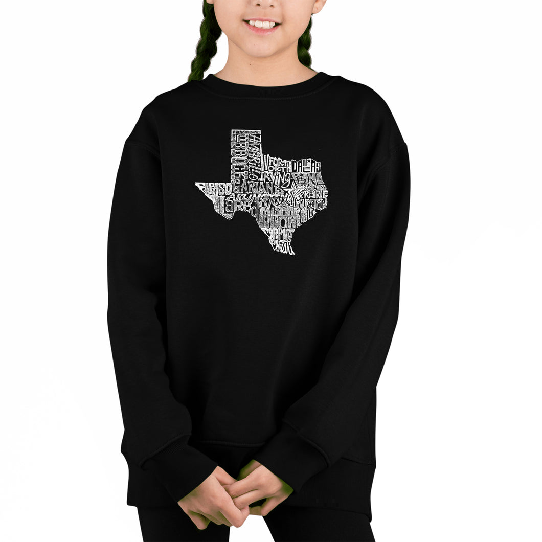 The Great State Of Texas - Girl's Word Art Crewneck Sweatshirt