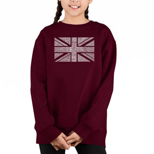 Union Jack - Girl's Word Art Crewneck Sweatshirt