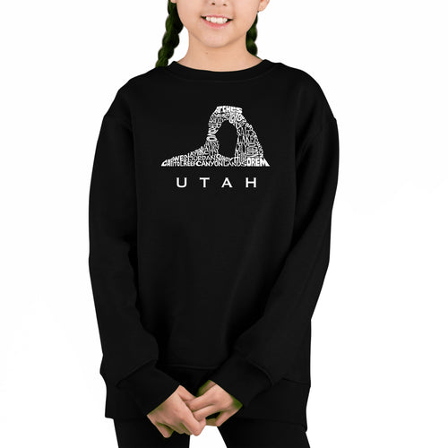 Utah - Girl's Word Art Crewneck Sweatshirt