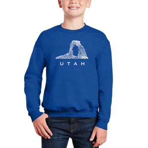 Utah - Boy's Word Art Crewneck Sweatshirt