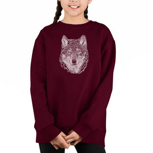 Wolf - Girl's Word Art Crewneck Sweatshirt