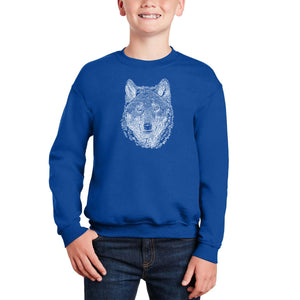 Wolf - Boy's Word Art Crewneck Sweatshirt