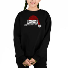 Load image into Gallery viewer, Christmas Peeking Cat - Girl&#39;s Word Art Crewneck Sweatshirt