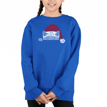 Load image into Gallery viewer, Christmas Peeking Cat - Girl&#39;s Word Art Crewneck Sweatshirt