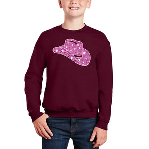 Cowgirl Hat - Boy's Word Art Crewneck Sweatshirt