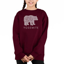 Load image into Gallery viewer, Yosemite Bear - Girl&#39;s Word Art Crewneck Sweatshirt