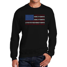 Load image into Gallery viewer, Land of the Free American Flag  - Men&#39;s Word Art Crewneck Sweatshirt