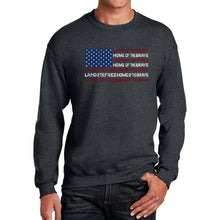 Load image into Gallery viewer, Land of the Free American Flag  - Men&#39;s Word Art Crewneck Sweatshirt