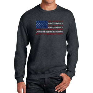 Land of the Free American Flag  - Men's Word Art Crewneck Sweatshirt