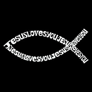 Jesus Loves You - Boy's Word Art T-Shirt