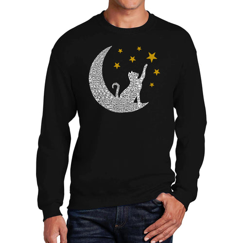 Cat Moon - Men's Word Art Crewneck Sweatshirt