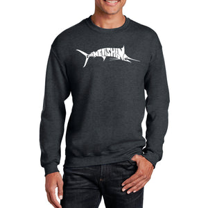 Gone Fishing Marlin - Men's Word Art Crewneck Sweatshirt
