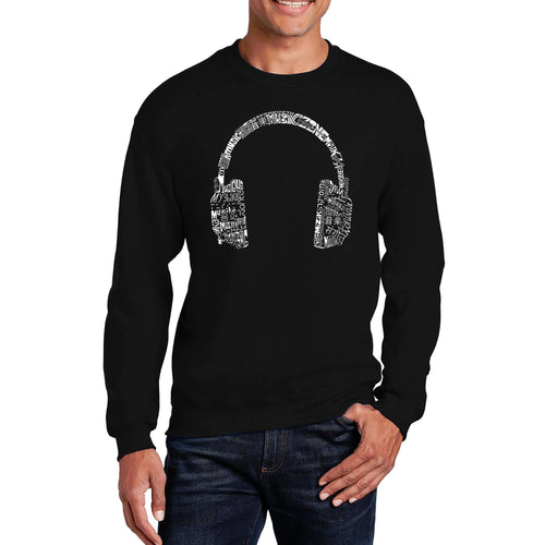 MUSIC IN DIFFERENT LANGUAGES HEADPHONES - Men's Word Art Crewneck Sweatshirt