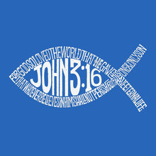 Load image into Gallery viewer, John 3:16 Fish Symbol - Men&#39;s Word Art T-Shirt