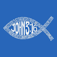 Load image into Gallery viewer, John 3:16 Fish Symbol -  Drawstring Word Art Backpack