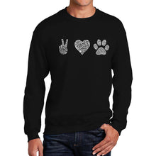 Load image into Gallery viewer, Peace Love Dogs  - Men&#39;s Word Art Crewneck Sweatshirt