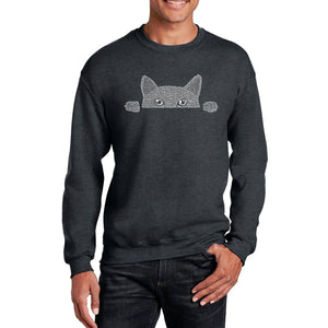 Peeking Cat - Men's Word Art Crewneck Sweatshirt