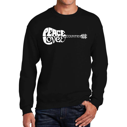 Peace Love Country  - Men's Word Art Crewneck Sweatshirt