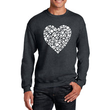 Load image into Gallery viewer, Paw Prints Heart  - Men&#39;s Word Art Crewneck Sweatshirt